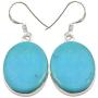 SilverStarJewel Solid Sterling Silver Original Oval Turquoise Earrings 1.6''