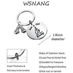 WSNANG Boxing Gift Just a Girl Who Loves Boxing Keychain Boxing Glove Keychain Boxing Lovers Gift Boxing Workout Gift Fitness Gift