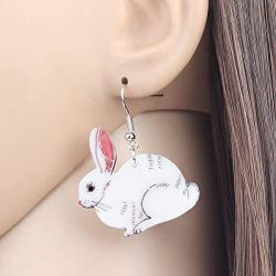 WEVENI Acrylic Easter Egg Bunny Rabbit Hare Earrings Dangle Drop Lovely Pet Jewelry For Women Girls Nice Gift