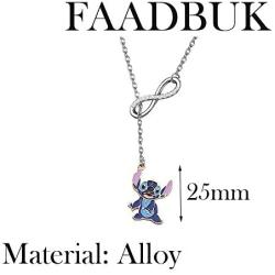 FAADBUK Lilo & Stitch Inspired Gift Ohana Jewelry Stitch Lover Gift Stitch Y Lariat Jewelry Gift for Stitch Fans