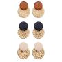 TenFit 3 Pairs Rattan Earrings For Women Girl Vacation Handmade Straw Wicker Braid Drop Dangle Earrings Lightweight Circle Statement Earrings