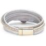 FANCY SHINY Boho Wrap Bracelets Leather Cuff Bracelet Bohemian Jewelry Crystal Charms Magnetic Clasp for Women, 15.3''