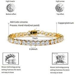 JINAO 1 Row AAA Gold Silver All Iced Out Tennis Bling Lab Simulated Diamond Bracelet