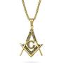 Bling Jewelry Black Oxidized Large Freemason Secret Society Square & Compass Masonic Symbol Pendant Necklace for Men Silver Gold Tone Stainless Steel with Bead Chain