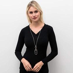 welbijoux Necklaces for Women Heart Pendant Long Sweater Layered Y Statement Lariat Silver Rose Gold Chain Necklace with Gifts Box