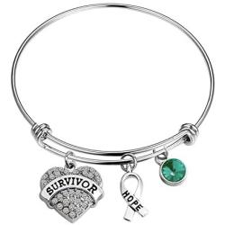 AKTAP Green Ribbon Awareness Bracelet Liver Cancer bracelet Survivor Cancer Gift For Bipolar Disorder Cerebral Palsy