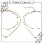Bmirth Boho Layered Choker Necklace Heart Pendant Necklaces Simple Beads Short Necklace Chain Jewelry for Women and Girls (Silver)