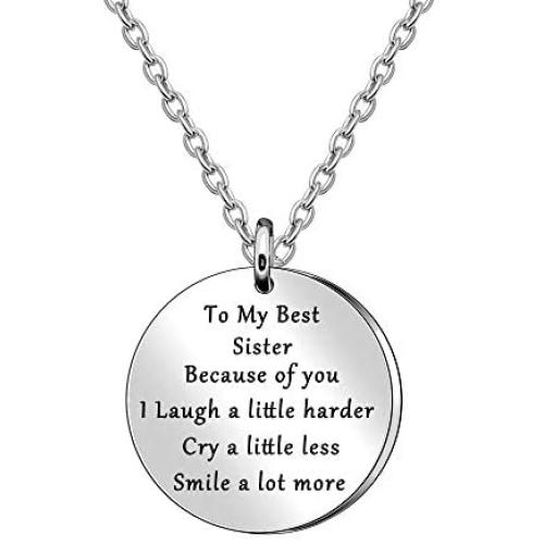 JQFEN to My Best Sister Necklace Long Chain Friendship Gifts Necklace for Sisters Birthday Jewelry