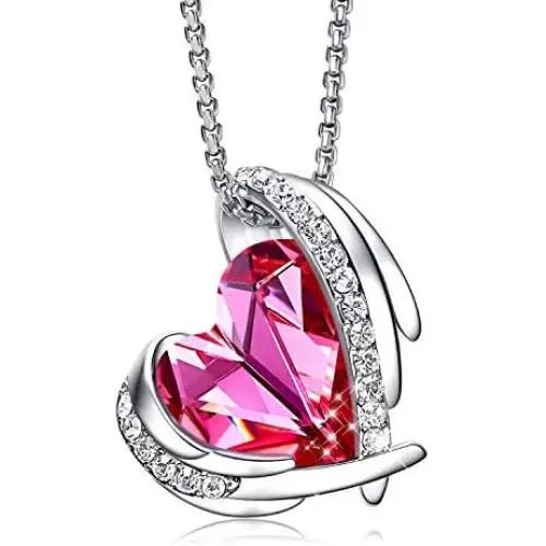 CDE Women Necklace for Women Pink Angel 18k White Gold Plated Embellished with Crystals Pendant Necklace Jewelry for Women Ideal Gift for Mothers Day CDE Women Necklace for Women Pink Angel 18k White Gold Plated Embellished with Crystals Pendant Necklace Jewelry for Women Ideal Gift for Mothers Day