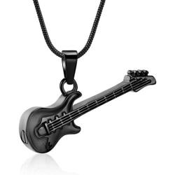 zeqingjw Electronic Guitar Cremation Jewelry Urn Pendant for Ashes Music Instrument Memorial Ashes Necklace Keepsake Jewelry