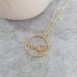 NOUMANDA Geometric Chemical Hormone Molecular Science Necklace Laser Cutting Metal Oxytocin Round Pendant Jewelry
