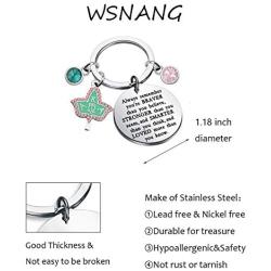 WSNANG Sorority Gift Pink and Green Charm Leaf Pendant Inspirational Paraphernalia Graduation Gifts You are Braver Stronger Smarter Than You Think Keychain
