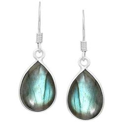 Natural Moonstone Lapis Turquoise Rose Quartz Dangle Earrings 10x14mm Pear Shape Gemstones 925 Silver Overlay handmade Dangle Earrings