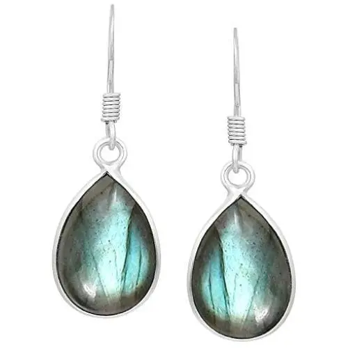 Natural Moonstone Lapis Turquoise Rose Quartz Dangle Earrings 10x14mm Pear Shape Gemstones 925 Silver Overlay handmade Dangle Earrings