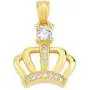 10k Real Solid Gold Crown Pendant Set with Cubic Zirconia Stones, Royal Jewelry Tiara Charm Gifts