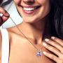 14K Rose Gold over Sterling Silver Diamond and Amethyst Halo Pendant Necklace (3.00 CTW), 18, Jewelry for Women