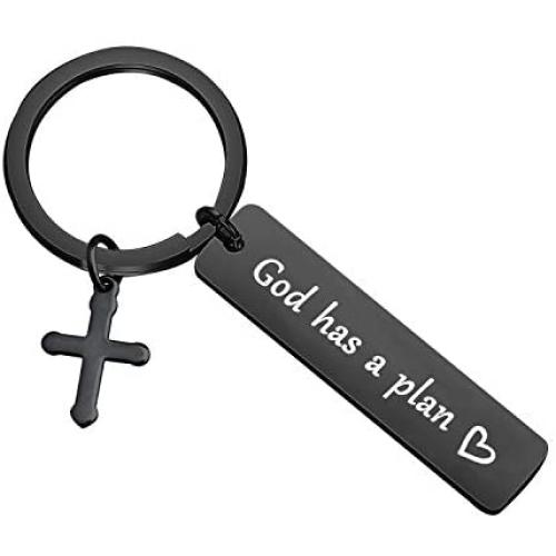 Zuo Bao Religious Gifts Inspirational Quote Keychain God Has a Plan Christian Jewelry for Friend Family Member Faith Keyring