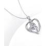 925 Sterling Silver Cubic Zirconia Love Heart Engraved Necklace for Women, 18''