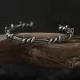 Barsly Men Bangle Open Cuff Twist Thorns Wire Titanium Steel Geometric Bracelet Open Cuff Barbed Jewelry Viking Bangles