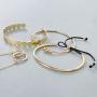 Sakytal Boho Bracelet Set Gold Layered Round Stackable Open Cuff Bangle Rope Bracelets Jewelry for Women and Girls(4PCS)