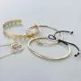 Sakytal Boho Bracelet Set Gold Layered Round Stackable Open Cuff Bangle Rope Bracelets Jewelry for Women and Girls(4PCS)