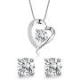 Turantu ♥Gift for Women♥ 925 Sterling Silver Forever Love Heart Pendant Necklace&Earrings Set
