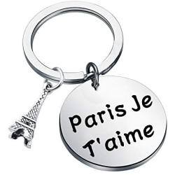 KUIYAI Paris Je TAime Keychain with Eiffel Tower Charm I Love Paris Keyring Travelers Gift