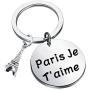KUIYAI Paris Je TAime Keychain with Eiffel Tower Charm I Love Paris Keyring Travelers Gift