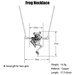 CHUYUN Frog Pendant Necklace Vintage Silver Plated Funny Animal Pendant Charm Necklace Jewelry for Women Men Children