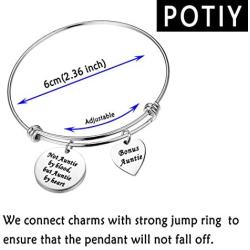 POTIY Aunt Bracelet Aunt Adjustable Bracelet Jewelry Aunt Gift Not Auntie by Blood But Auntie by Heart Birthday Gift for Auntie from Nephew Niece
