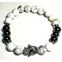 Hamsa Hand Bracelet, Talisman Fatima Hand, Natural Howlite Beads, Bracelet Beads Jewelry, Evil eye Hamsa Hand