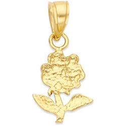 10k Real Solid Gold Rose Pendant, Jewelry for Her Anniversary