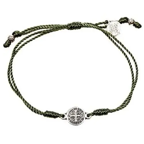 My Saint My Hero Breathe Blessing Bracelet - Silver-Plated Medal on Olive Hand-Woven Cord My Saint My Hero Breathe Blessing Bracelet - Silver-Plated Medal on Olive Hand-Woven Cord