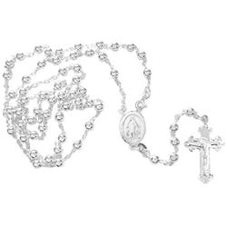 Ritastephens Italian Sterling Silver 3mm Rosary Bead Virgin Mary Cross Necklace, 20''