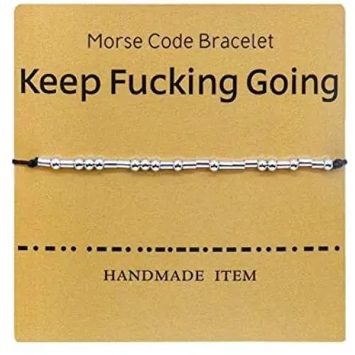 Binami Morse Code Bracelets Bad Ass Adjustable Sterling Silver Beads on Silk Cord Inspirational Jewelry Gift for Women Binami Morse Code Bracelets Bad Ass Adjustable Sterling Silver Beads on Silk Cord Inspirational Jewelry Gift for Women