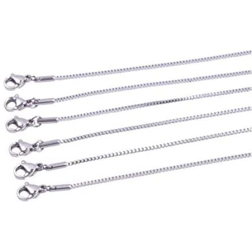 KONMAY 3pcs Stainless Steel Round Snake Chains Box Chains Cable Chains for Men and Women(16-28)