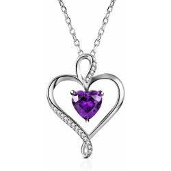 Caperci Classic Sterling Silver Heart Pendant Necklace - Best Christmas Day Necklace for Mom / Wife