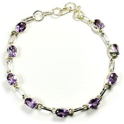 55Carat Natural Amethyst Bracelet February Birthstone 925 Silver Jewelry Handmade for Gift L 6.5 to 8 in