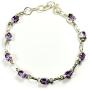 55Carat Natural Amethyst Bracelet February Birthstone 925 Silver Jewelry Handmade for Gift L 6.5 to 8 in