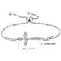 YL Cross Bracelet 925 Sterling Silver Infinity Link Sideways Cross Bracelets Christian Baptism Gift Religious Jewelry