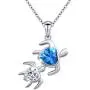 Sterling Silver Mom and Baby Turtle Necklace Stud Earrings Anklet Cubic Zirconia Heart Pendant Turtle Jewelry Set for Women