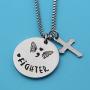 MAOFAED Semicolon Charm Necklace Hand Stamped Semicolon Cross Pendant Charms  Jewelry Gift for Her