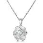 Carleen Sterling Silver Solitaire Stunning Cubic Zirconia CZ Simulated Diamond Rose Flower Pendant Necklace Jewelry Gifts for Women Girls Mom Her, Box Chain Length 18''