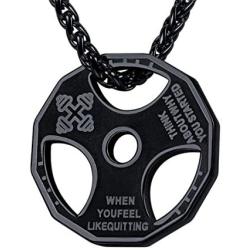 U7 Men Women Fitness Dumbbell Necklace Stainless Steel Weight Plate Barbell Chain Pendant Necklace,Customizable