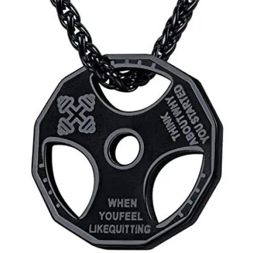 U7 Men Women Fitness Dumbbell Necklace Stainless Steel Weight Plate Barbell Chain Pendant Necklace,Customizable U7 Men Women Fitness Dumbbell Necklace Stainless Steel Weight Plate Barbell Chain Pendant Necklace,Customizable