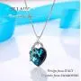 Sllaiss Ocean Heart Pendant Necklace for WomenOpen Your Heart with The KeyKey Necklace Made with Swarovski Crystals, Anniversary Jewelry Gift
