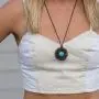 Earth Accessories Adjustable Turquoise Pendant Necklace with Organic Wood - Turquoise Jewelry for Women - Western/Pocahontas Vintage Delicate Turquoise Necklaces