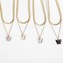 The Woos Butterfly Neckalce Earring Set Acrylic Colored Butterfly Animal Sweet Colorful Pendant Necklaces Clavicle Chain Summer Insect Charm Jewelry for Women Girl