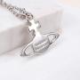 Vivienne Westwood Silver bas-relief Saturn necklace with exclusive box and paper bag