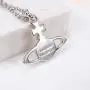 Vivienne Westwood Silver bas-relief Saturn necklace with exclusive box and paper bag Vivienne Westwood Silver bas-relief Saturn necklace with exclusive box and paper bag